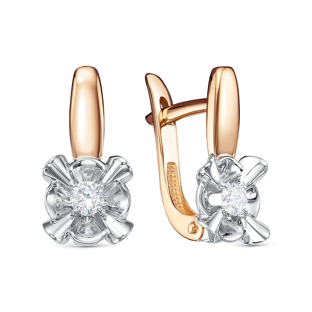 Серьги из золота с камнем Бриллиант фото, цены