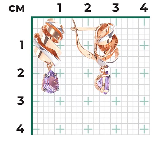 Серьги из золота с камнем аметист фото, цены