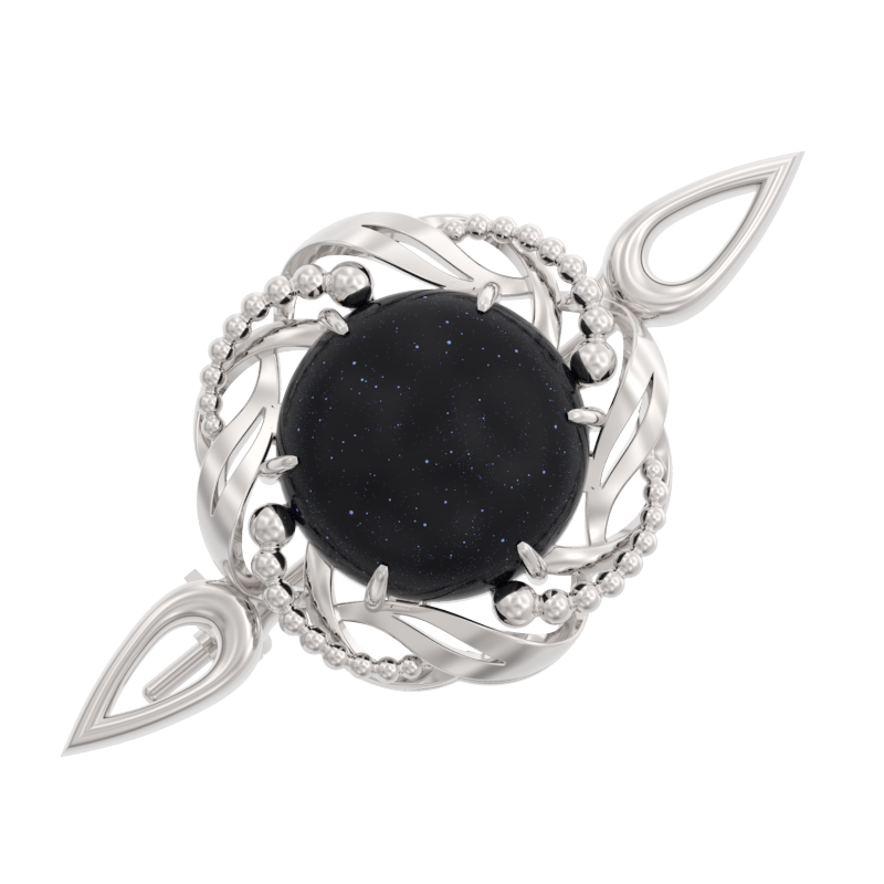 Брошь из серебра с камнем Фианит, Авантюрин фото, цены