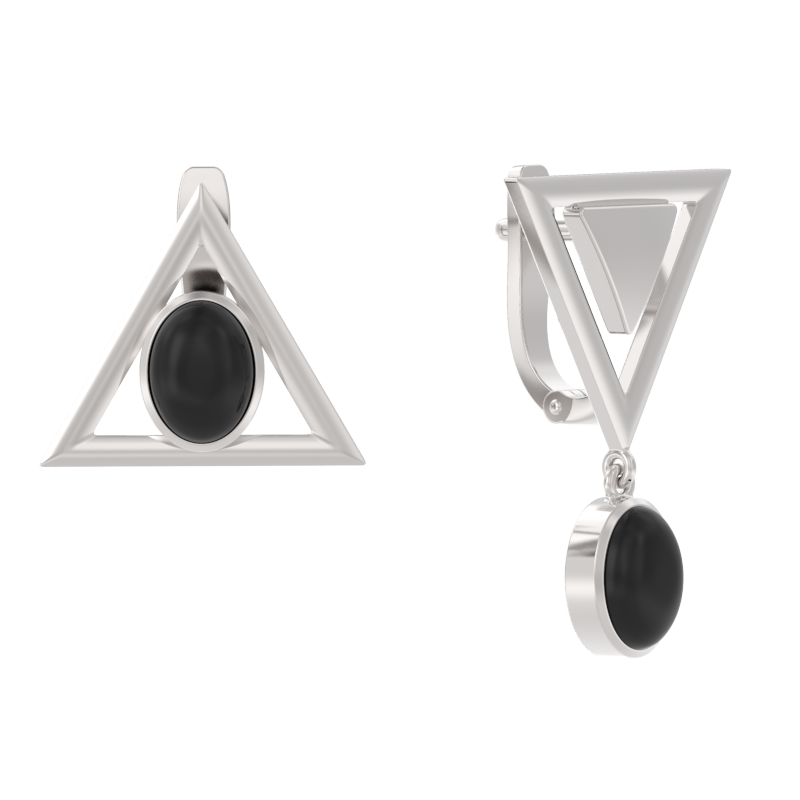 Серьги из серебра с камнем Агат фото, цены