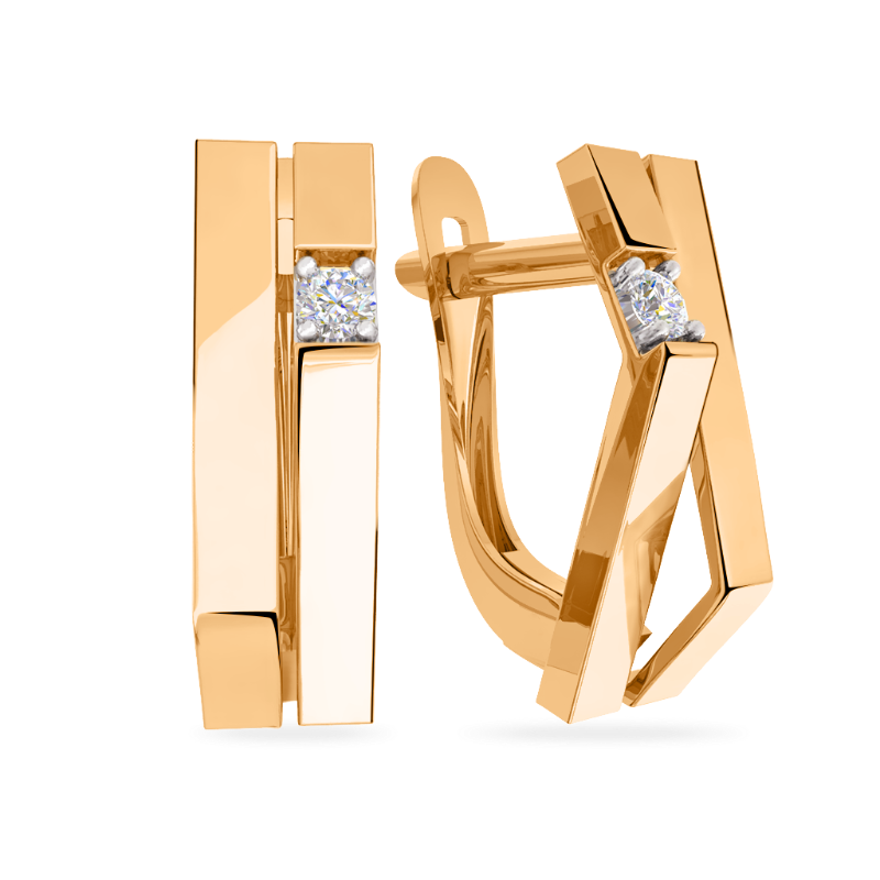 Серьги из золота с камнем Фианит фото, цены