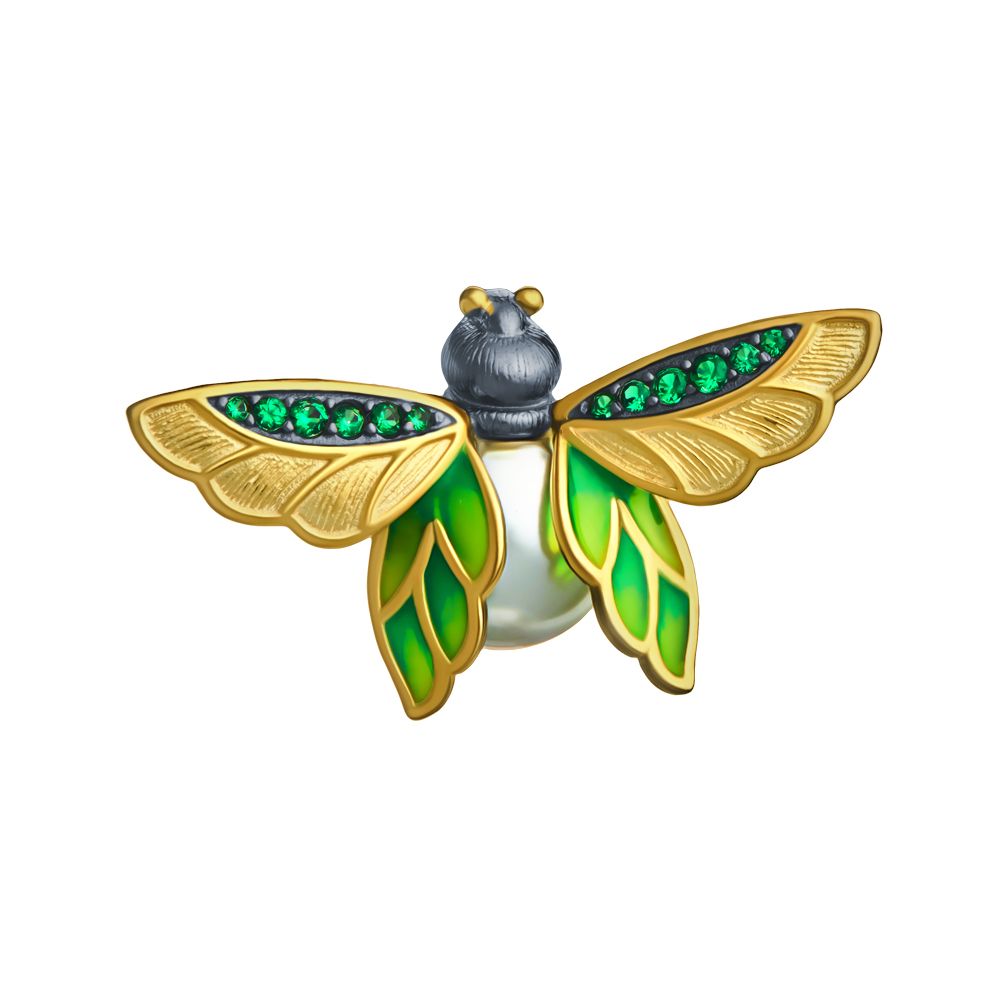 Брошь из серебра с камнем вставками майорки, вставками эмали, Циркон фото, цены