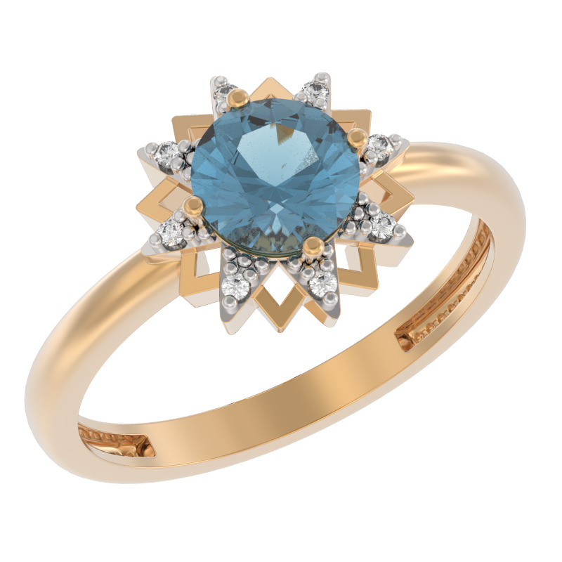 Кольцо из золота с камнем Топаз, Фианит фото, цены