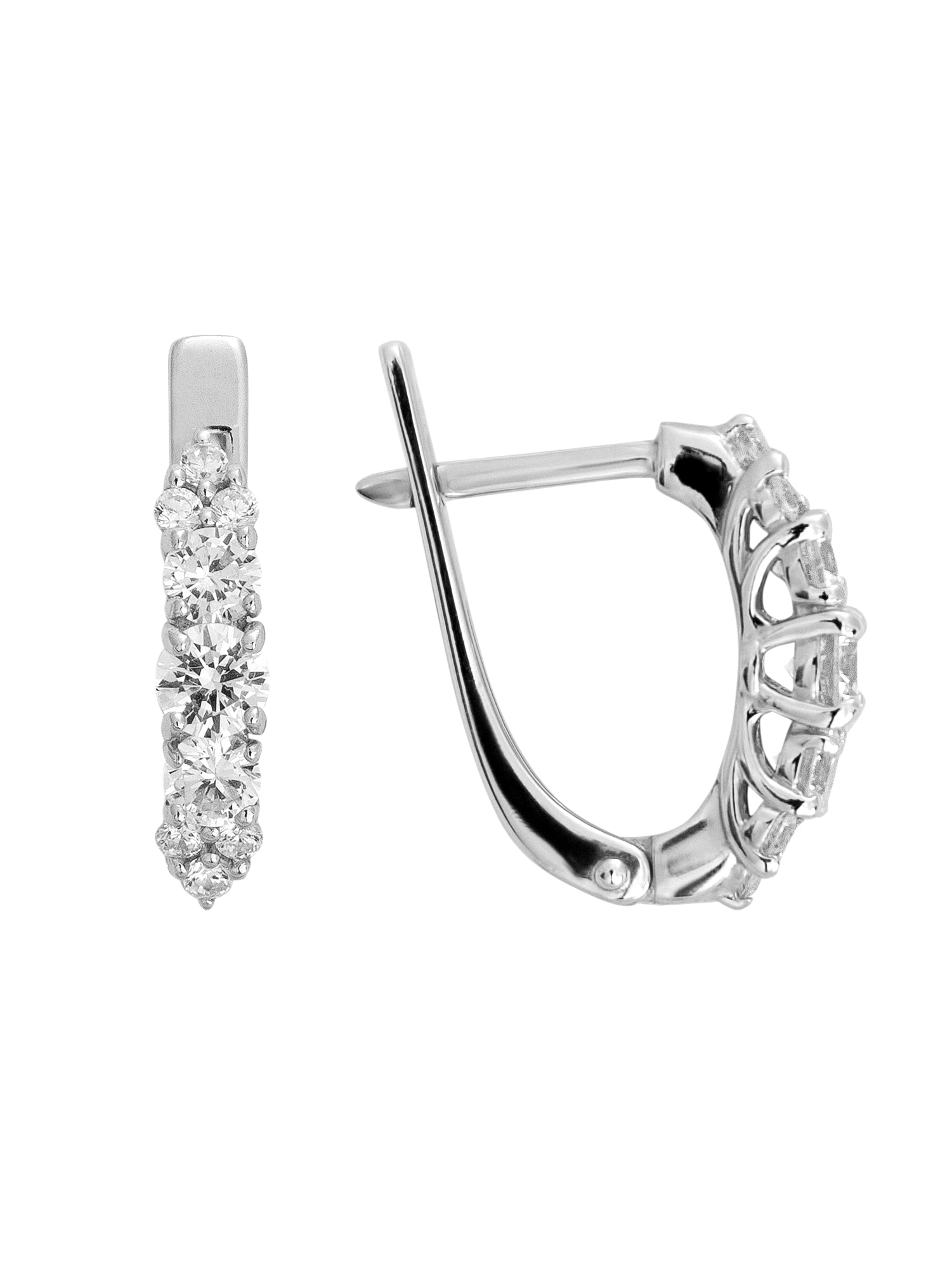 Серьги из серебра с камнем Фианит фото, цены