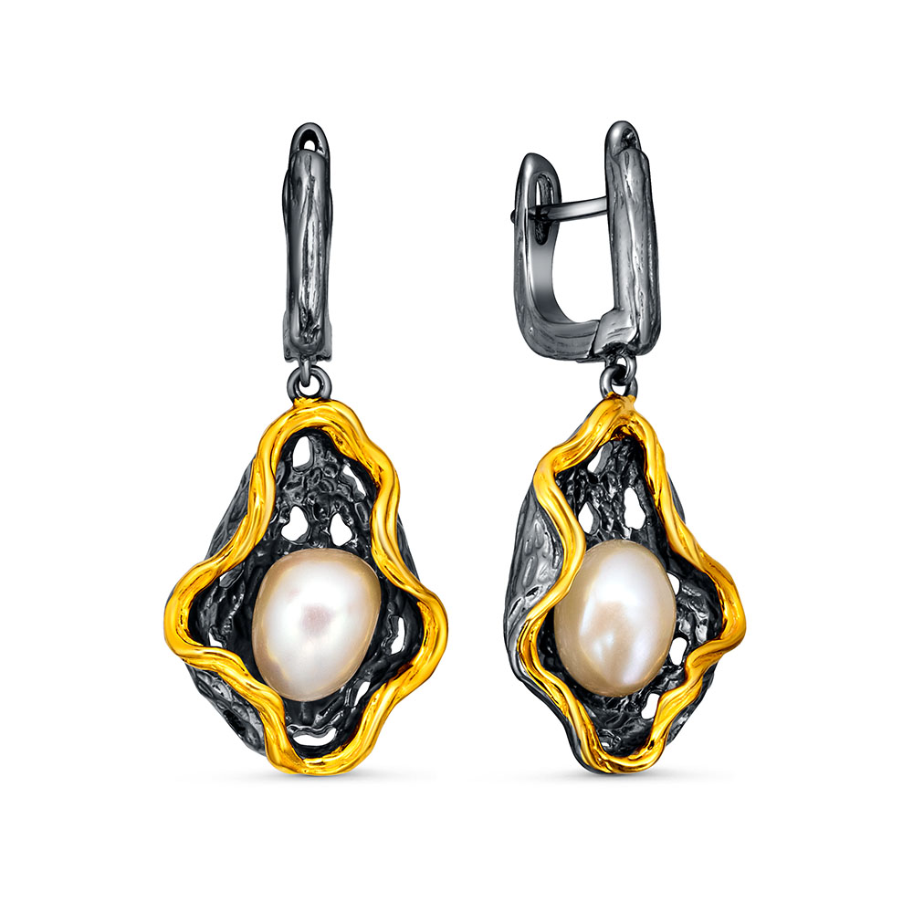 Серьги из серебра с камнем Жемчуг фото, цены