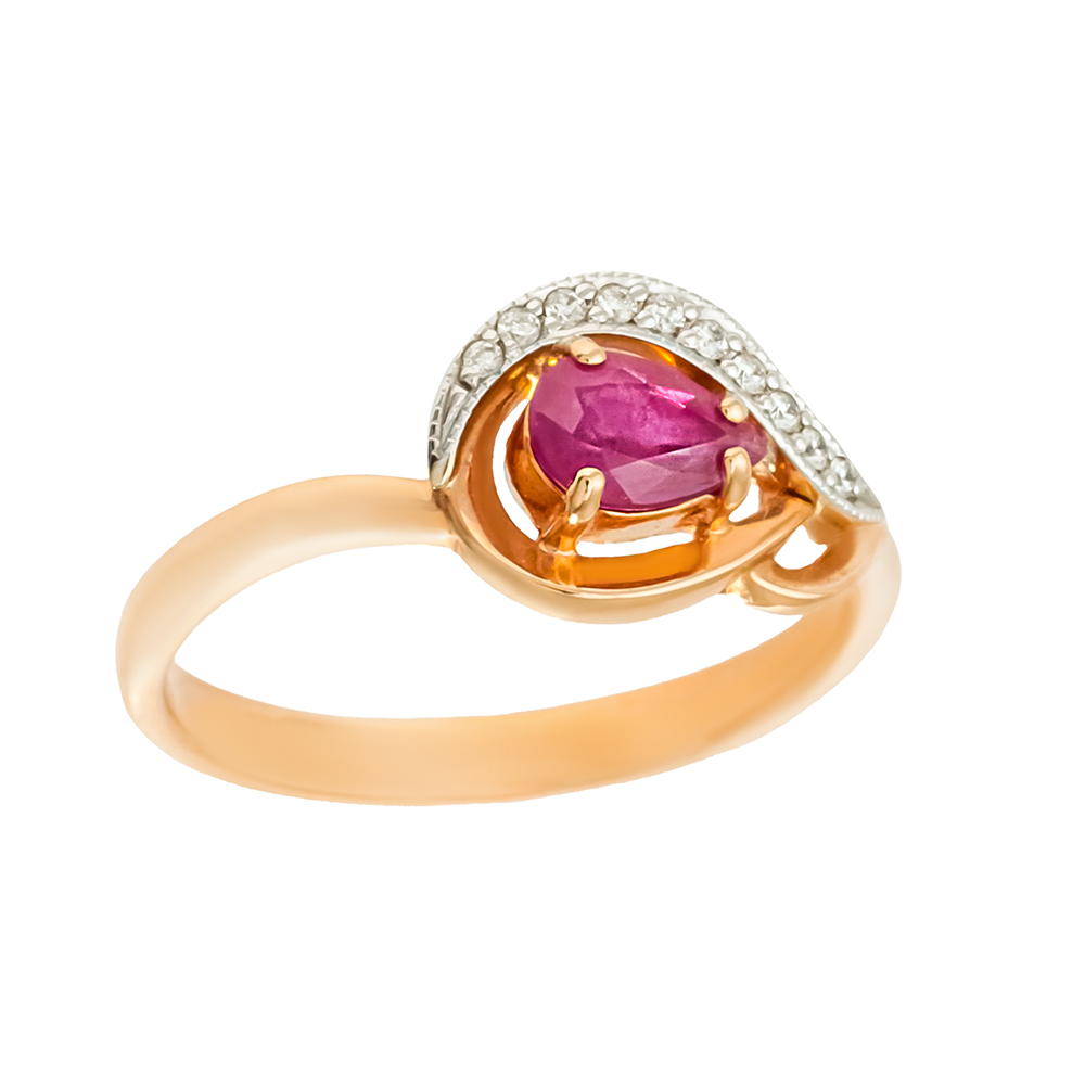 Кольцо из золота с камнем Бриллиант, Рубин фото, цены