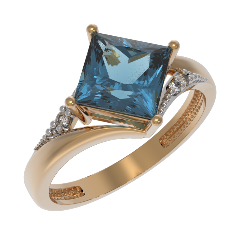 Кольцо из золота с камнем Топаз, Фианит фото, цены