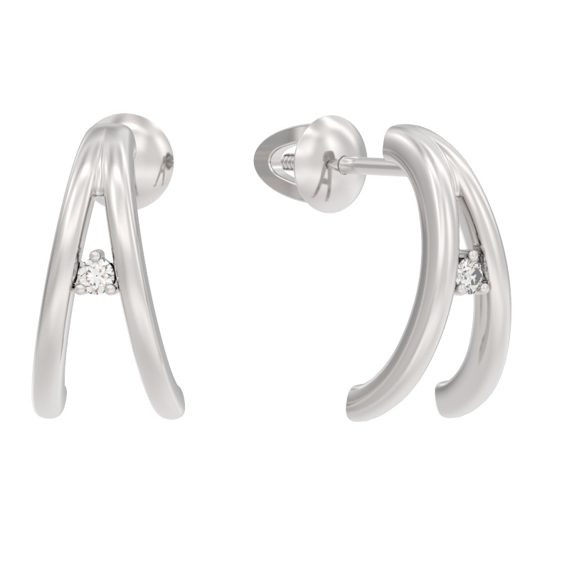 Пуссеты из серебра с камнем Фианит фото, цены