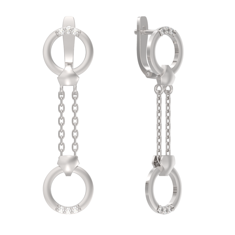 Серьги из серебра с камнем Фианит фото, цены