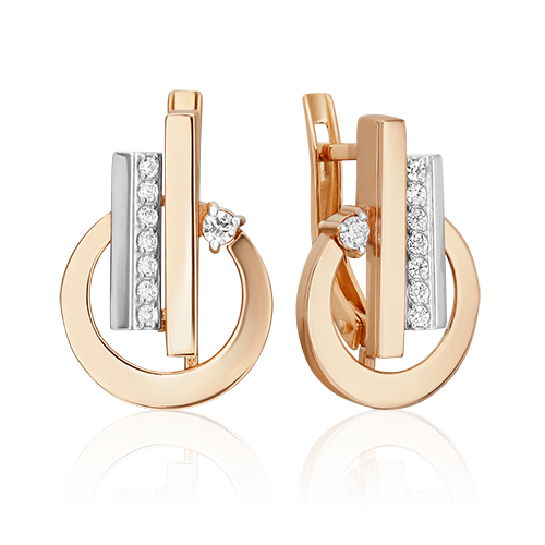 Серьги из золота с камнем Фианит фото, цены