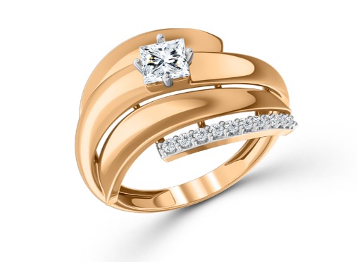 Кольцо из золота с камнем Фианит фото, цены