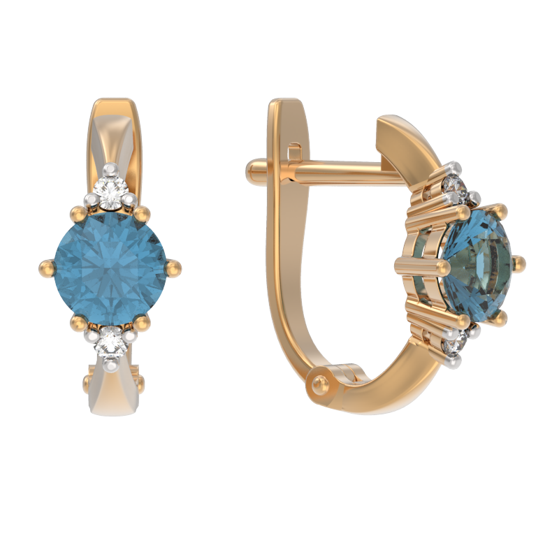 Серьги из золота с камнем Топаз фото, цены