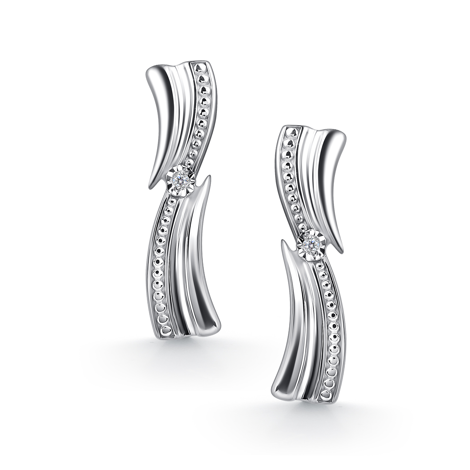 Серьги из серебра с камнем Бриллиант фото, цены