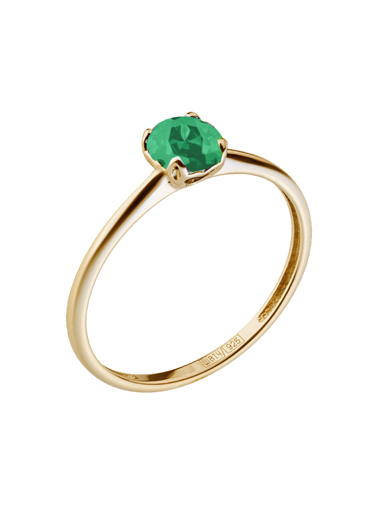 Кольцо из золота с камнем Изумруд фото, цены