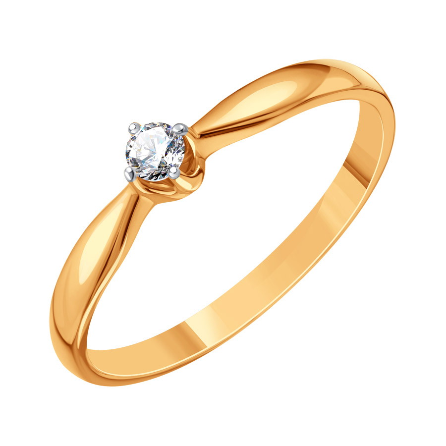 Кольцо из золота с камнем Бриллиант фото, цены