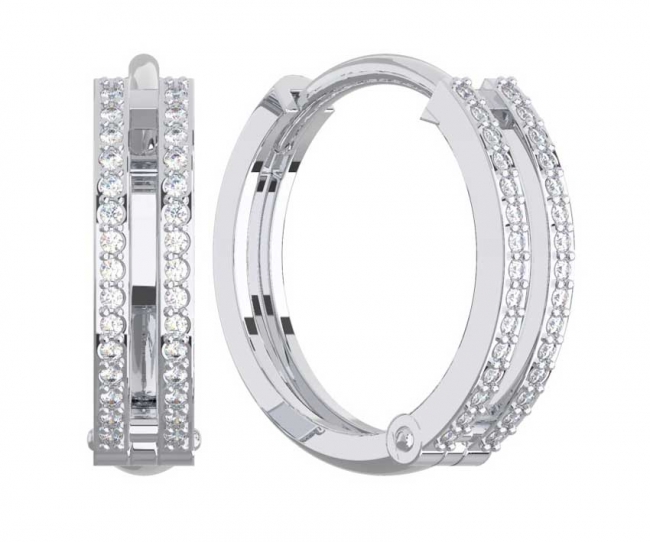 Серьги из серебра с камнем Фианит фото, цены