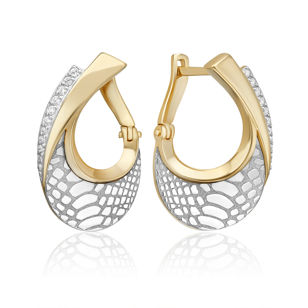 Серьги из золота с камнем Фианит фото, цены