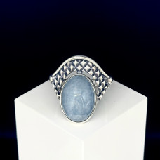 Кольцо из серебра с камнем Аквамарин фото, цены