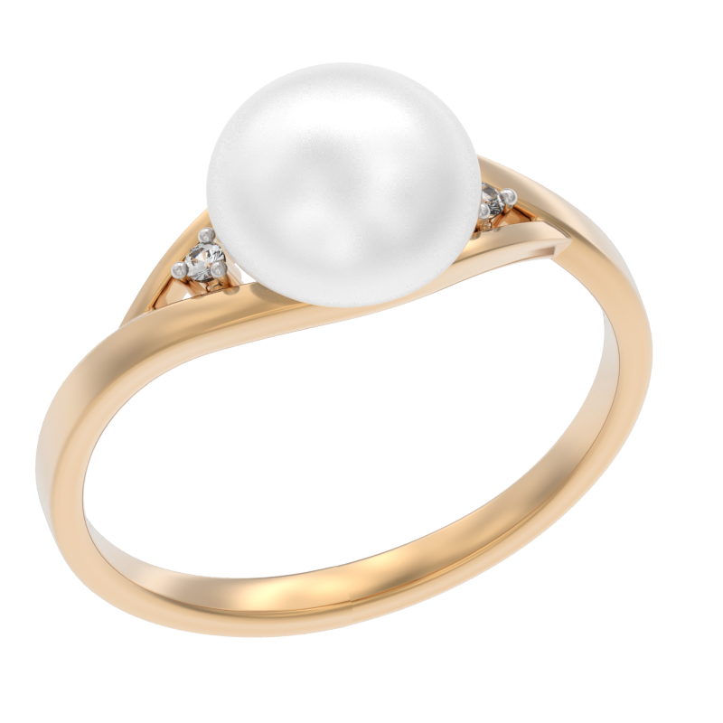 Кольцо из золота с камнем Жемчуг, Фианит фото, цены