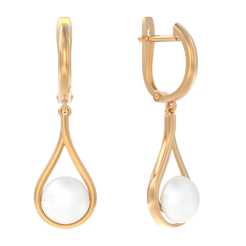 Серьги из золота с камнем Жемчуг фото, цены