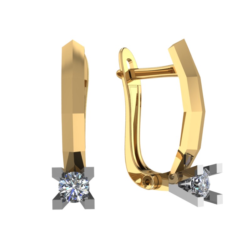 Серьги из золота с камнем Фианит фото, цены