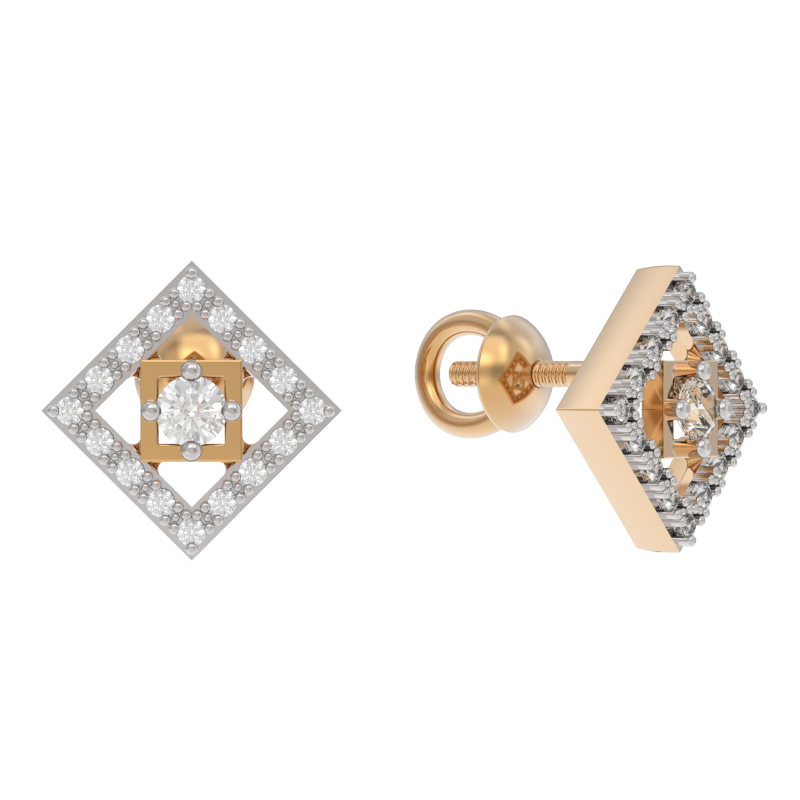 Пуссеты из золота с камнем Фианит фото, цены