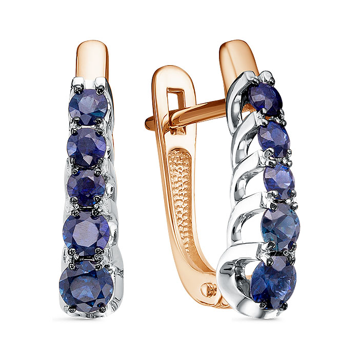 Серьги из золота с камнем Сапфир фото, цены