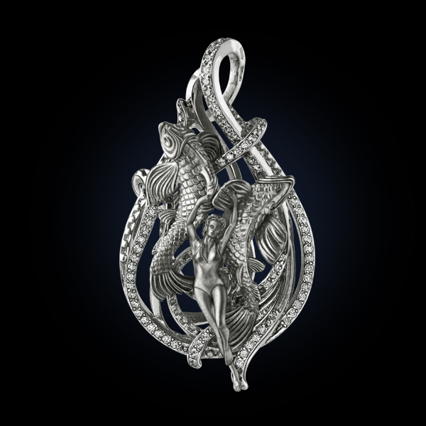 Знак из серебра с камнем Фианит фото, цены