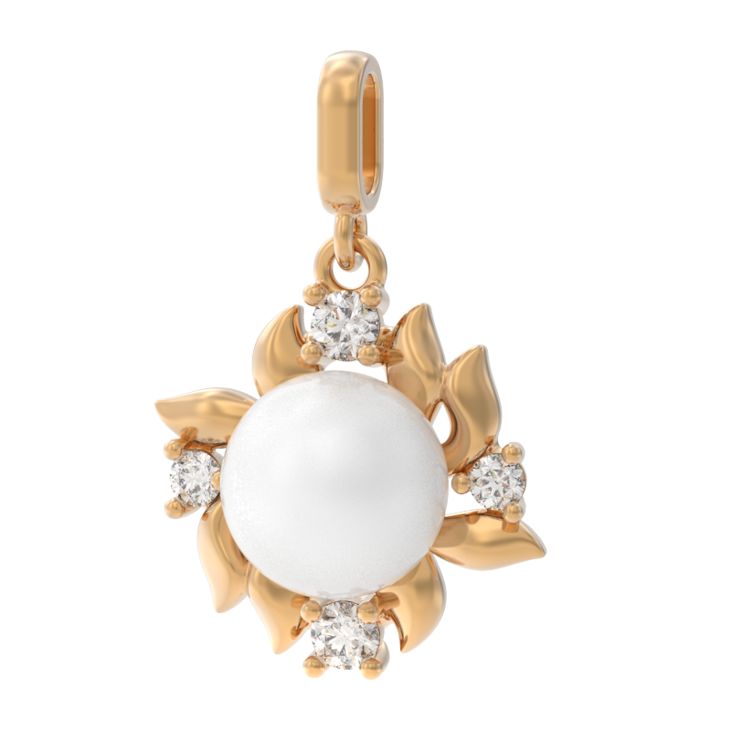 Подвеска из золота с камнем Жемчуг, Фианит фото, цены