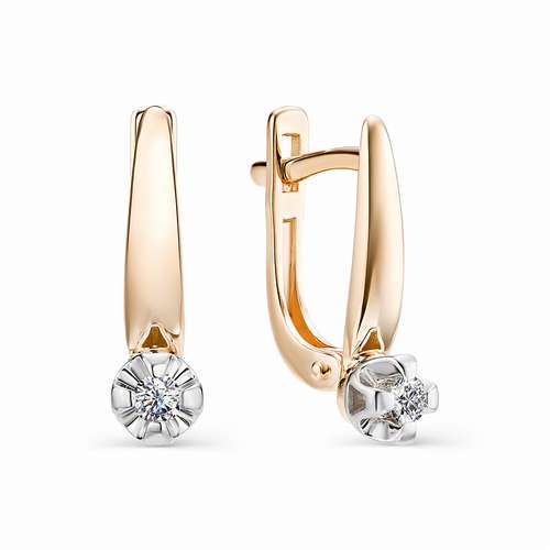 Серьги из золота с камнем Бриллиант фото, цены