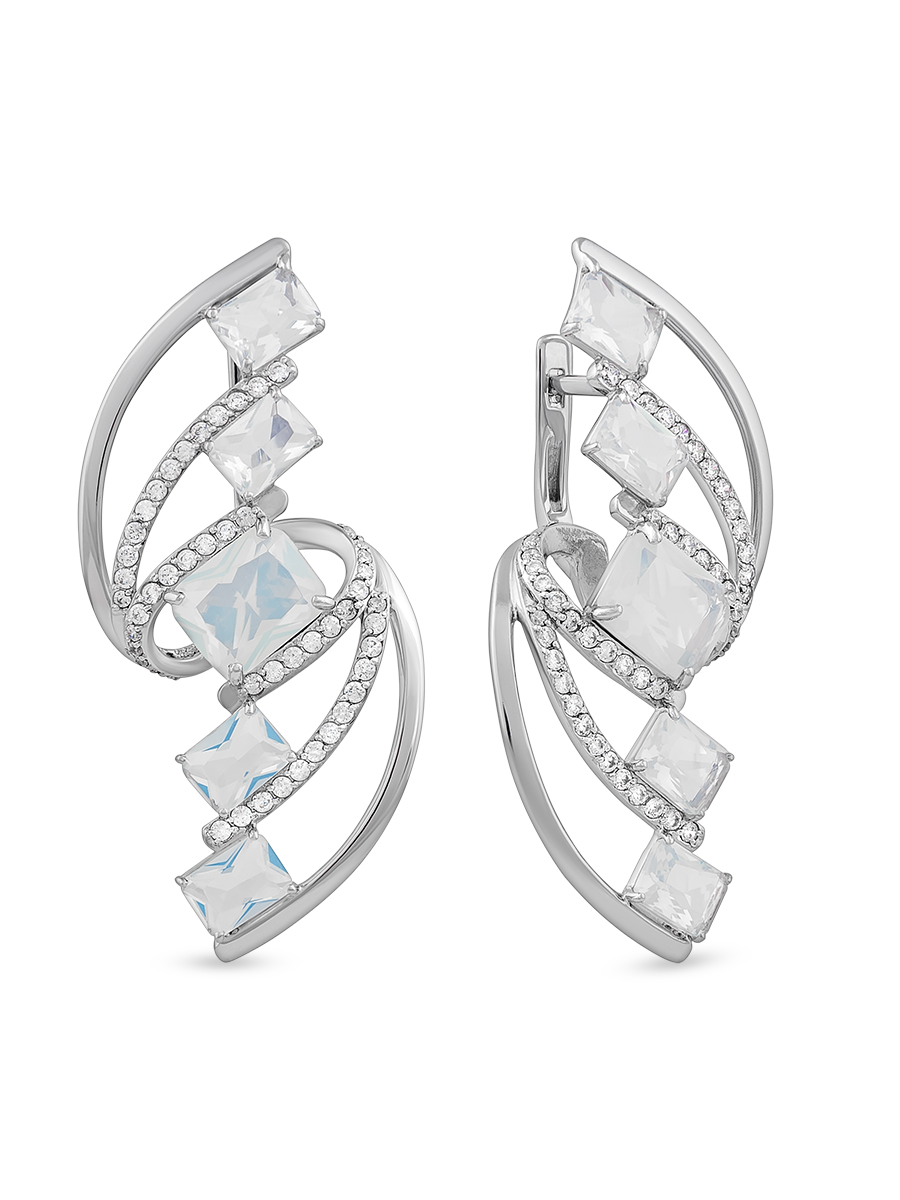 Серьги из серебра с камнем Фианит, Ситалл фото, цены