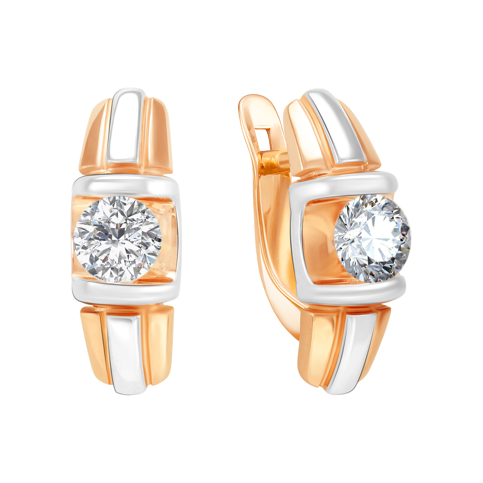 Серьги из золота с камнем Фианит фото, цены