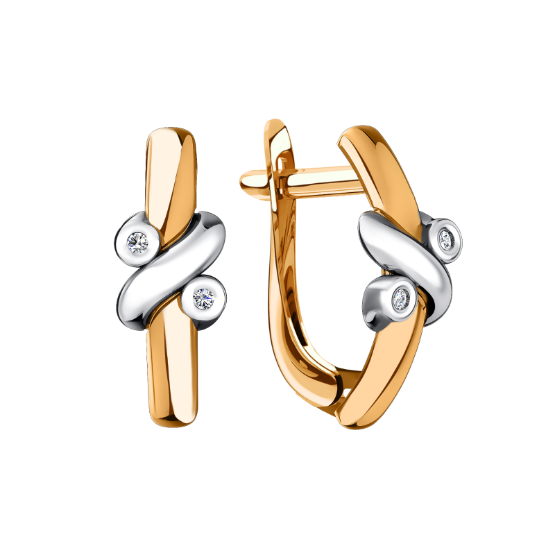 Серьги из золота с камнем Фианит фото, цены