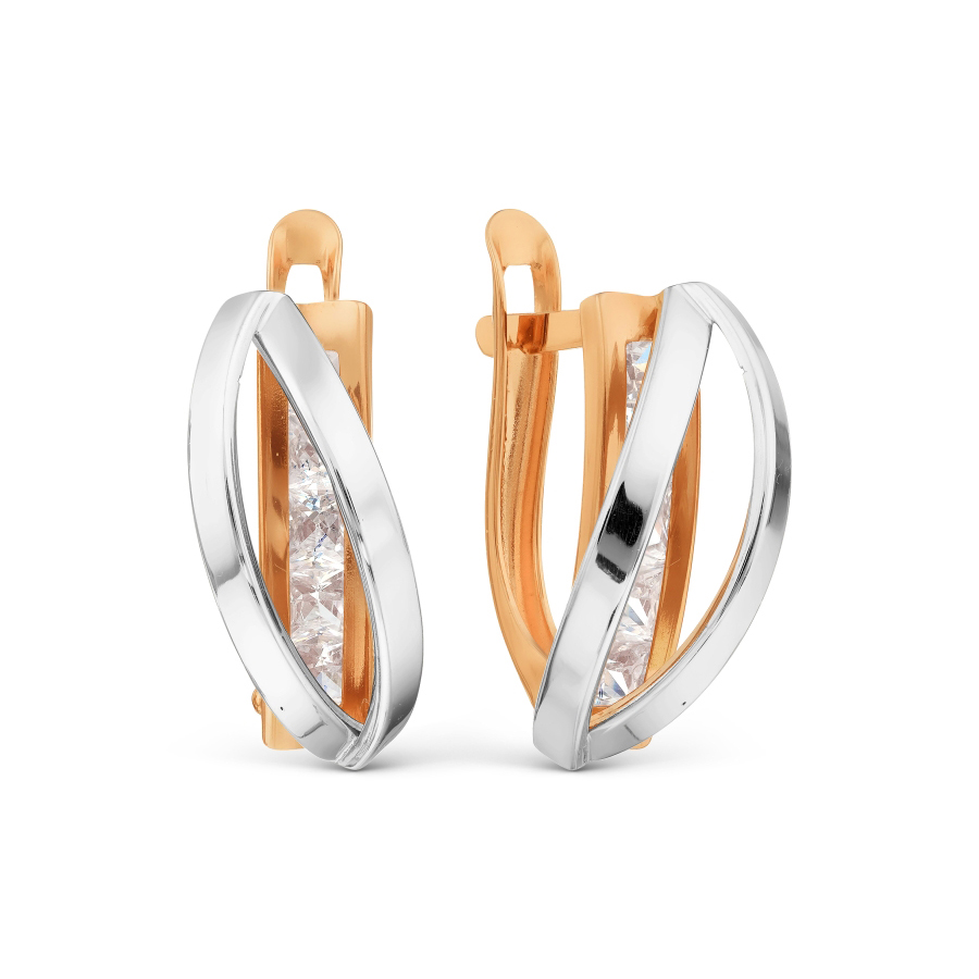 Серьги из золота с камнем Фианит фото, цены