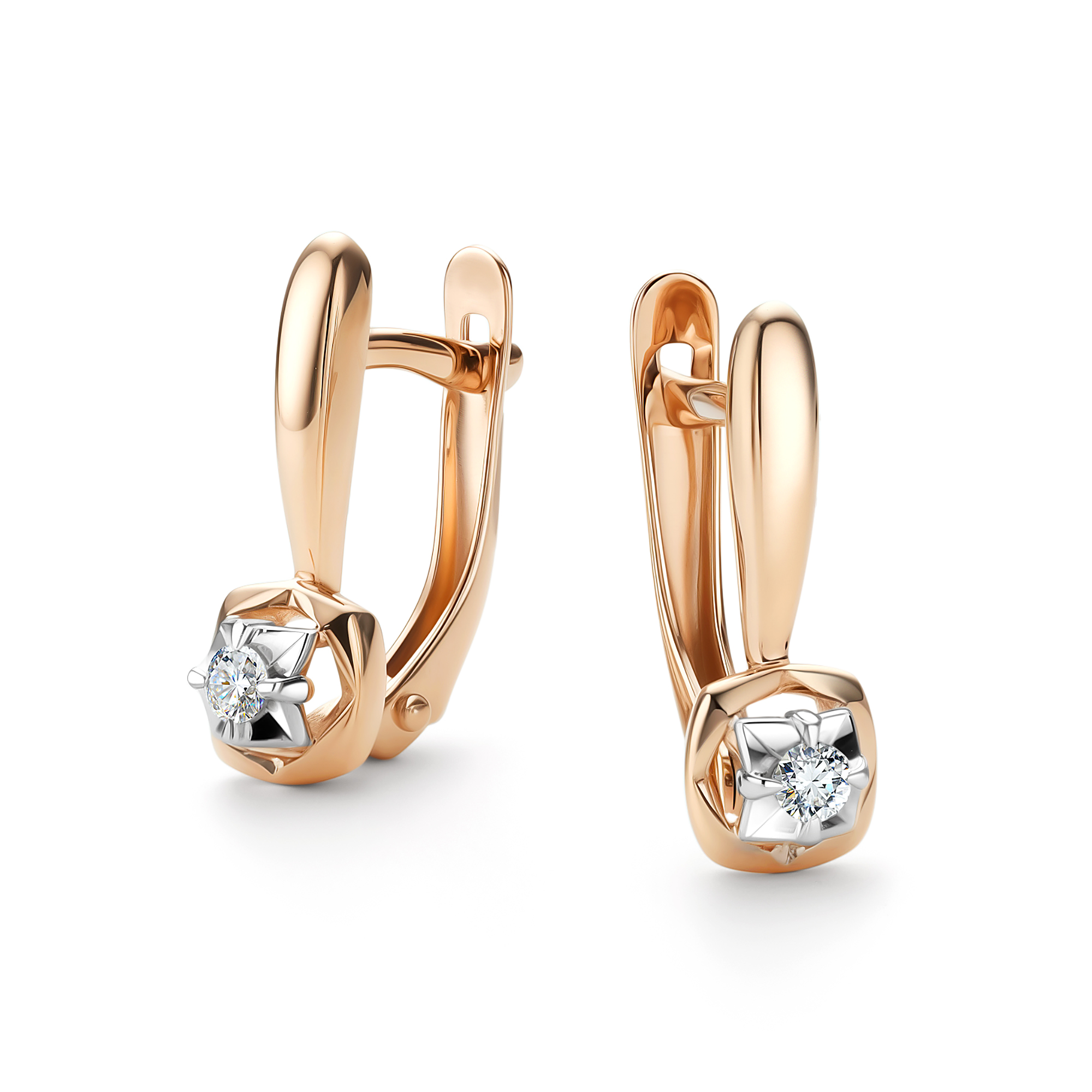 Серьги из золота с камнем Бриллиант фото, цены