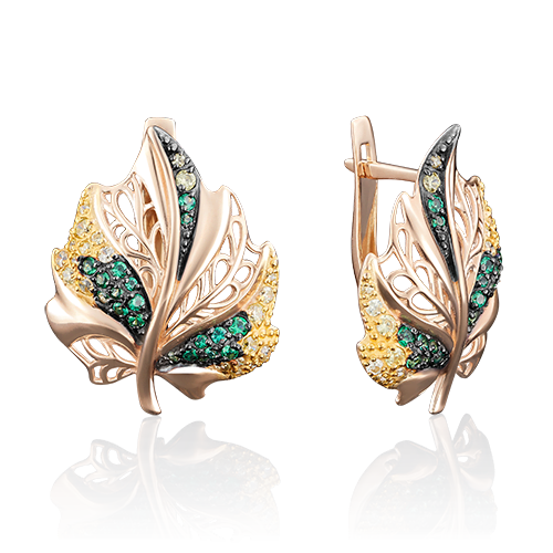 Серьги из золота с камнем Фианит фото, цены