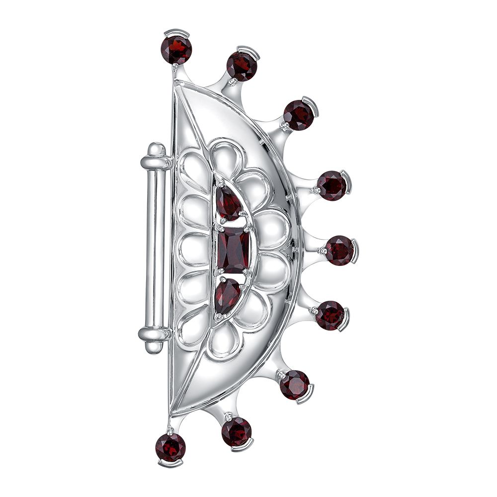 Брошь из серебра с камнем Гранат фото, цены