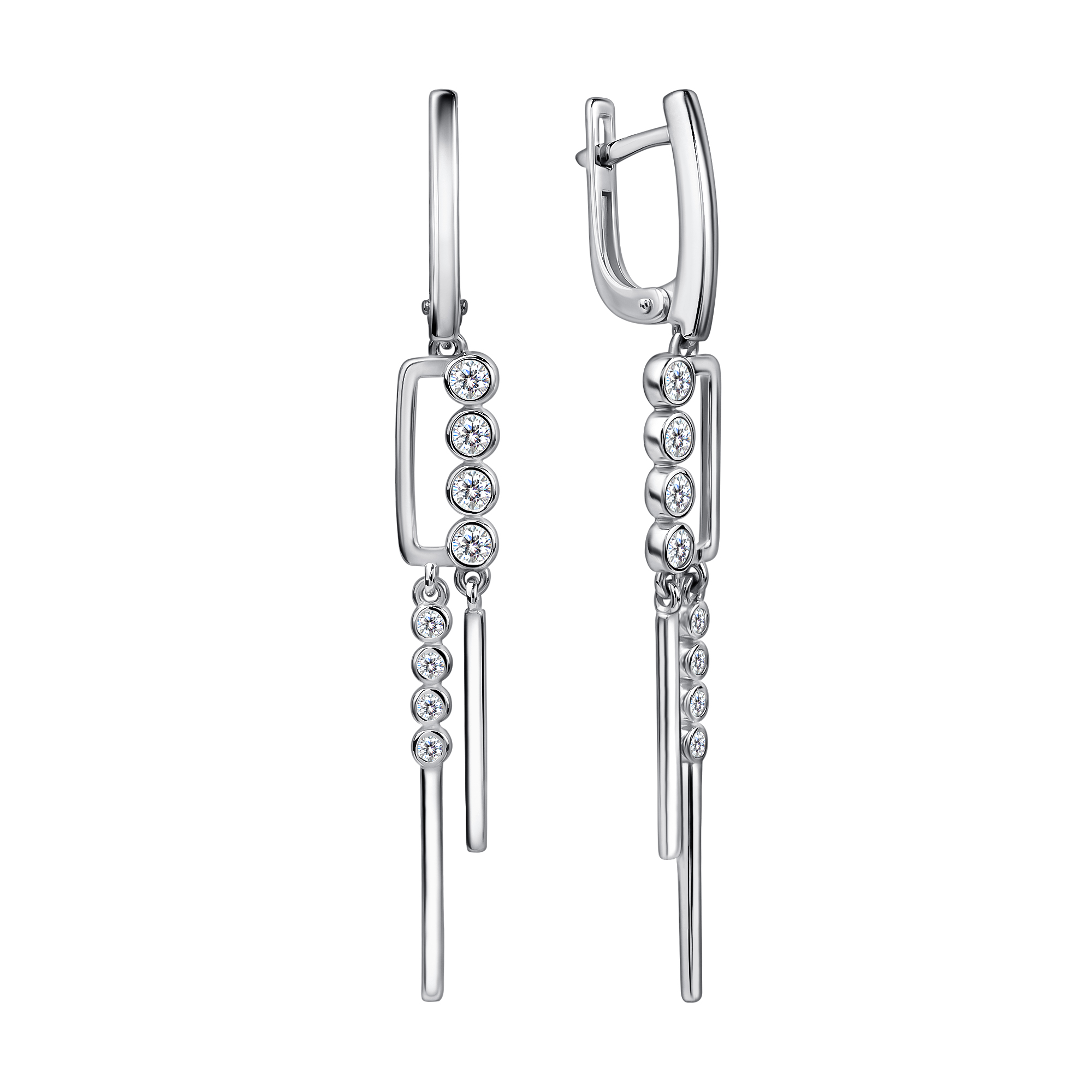 Серьги из серебра с камнем Фианит фото, цены