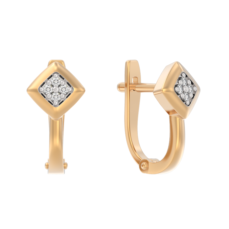 Серьги из золота с камнем Фианит фото, цены