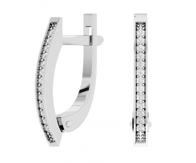 Серьги из серебра с камнем Фианит фото, цены