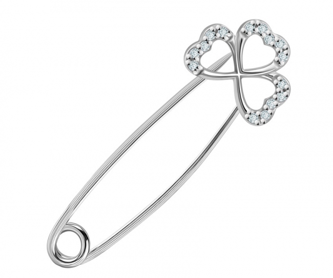 Булавка из серебра с камнем Фианит фото, цены