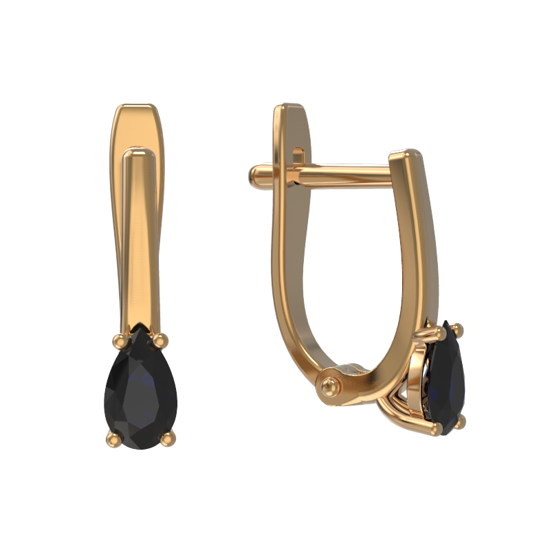 Серьги из золота с камнем Сапфир фото, цены