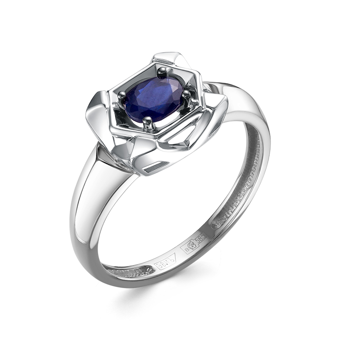 Кольцо из золота с камнем Сапфир фото, цены