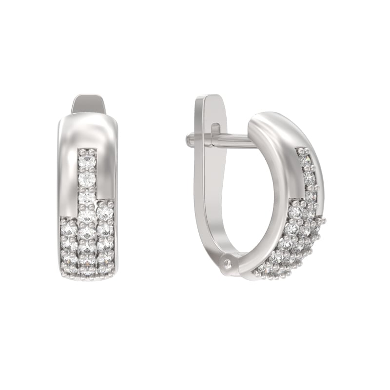 Серьги из серебра с камнем Фианит фото, цены