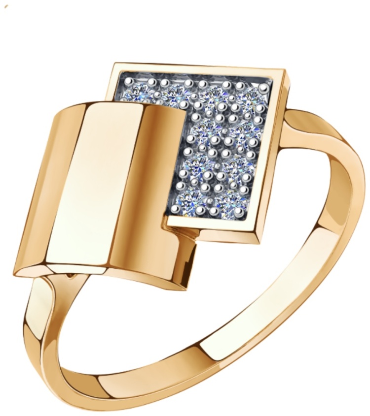 Кольцо из золота с камнем Фианит фото, цены