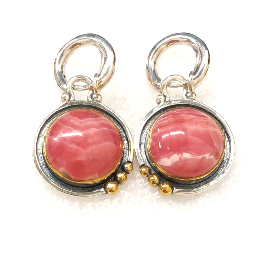 Серьги из серебра с камнем Родохрозит фото, цены