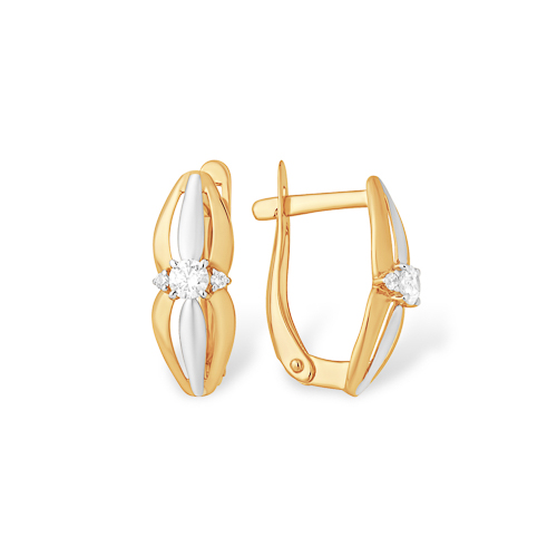 Серьги из золота с камнем Фианит фото, цены