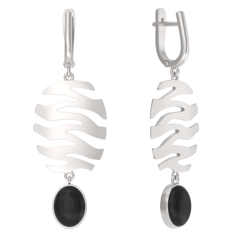 Серьги из серебра с камнем Агат фото, цены