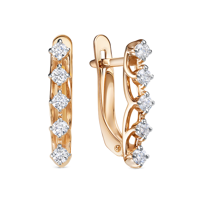 Серьги из золота с камнем Фианит фото, цены