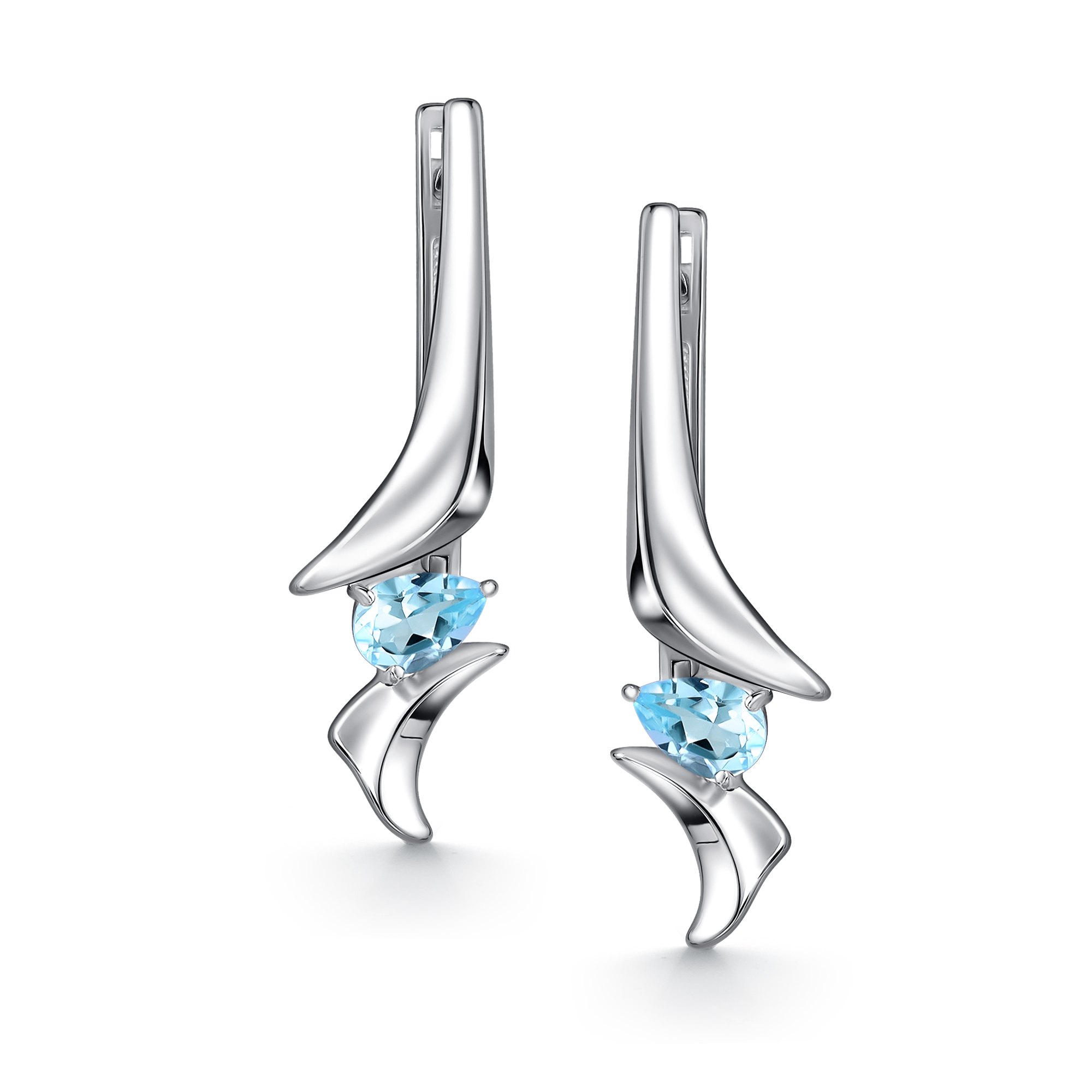 Серьги из серебра с камнем Топаз фото, цены